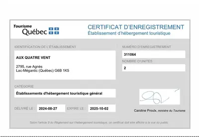 a screenshot of the credentials page of a credential department webpage at Spacieux 4,5 Parfait pour des Vacances Confortables ! in Lac-Mégantic