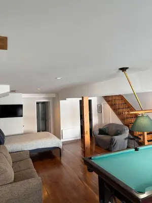 a living room with a pool table at Oasis in Ascot Corner